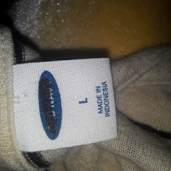 Cream & Black Size Large Loosefit Blouse V Neck Short Sleeved Top Shirt - Picture 3 of 4